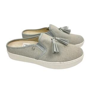 Spenco | 7D Celine Gray Textured Rafia Orthotic Clogs Slip On Shoes